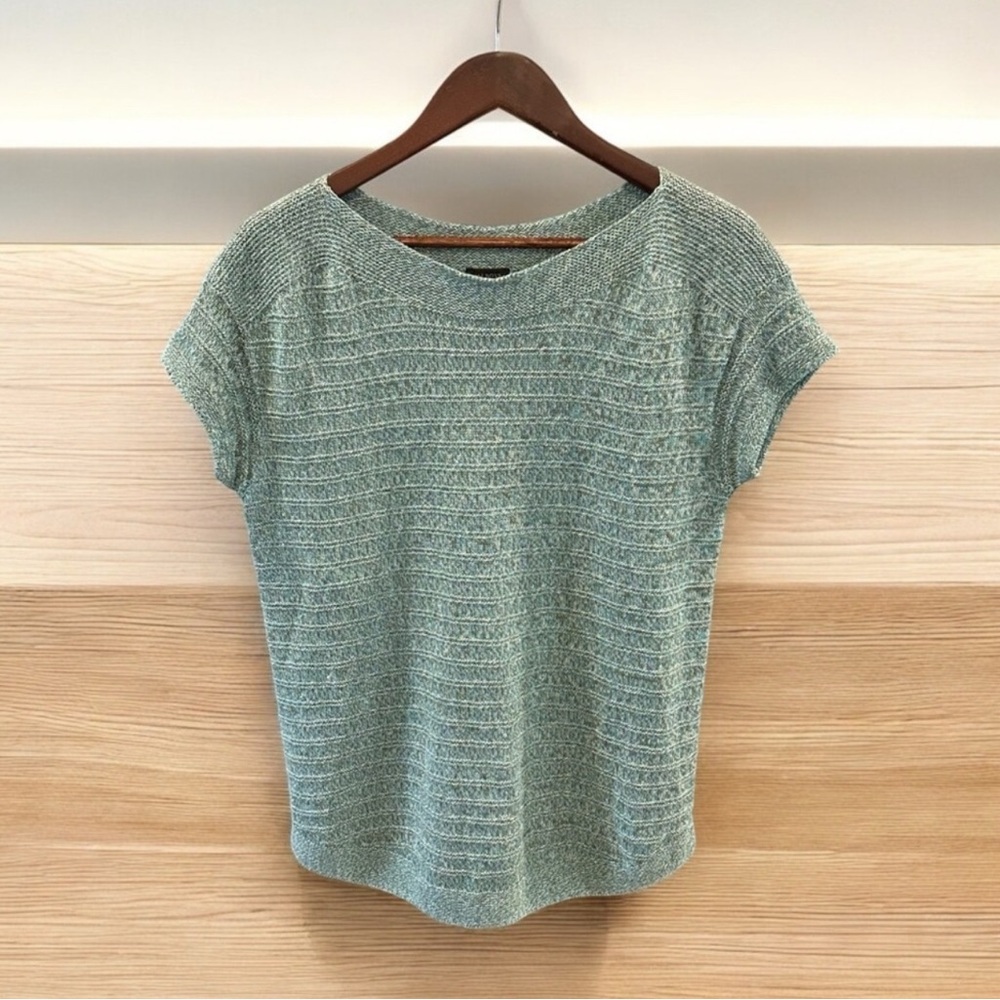 Talbot’s 100% Linen Textured Knit Sweater Cap Sleeves Sz S